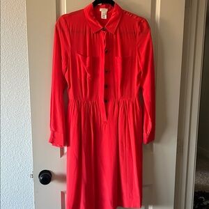 J. Crew Vibrant Red Long Sleeve Dress